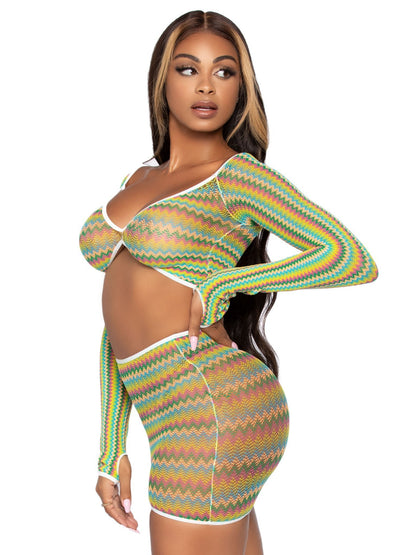 Summer Romance Net Top & Skirt Set