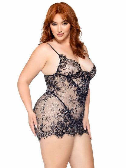 Meant To Be Plus Lace Dress Set