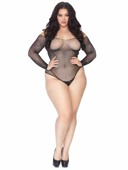 Plus Falling 4 U Rhinestone Bodysuit