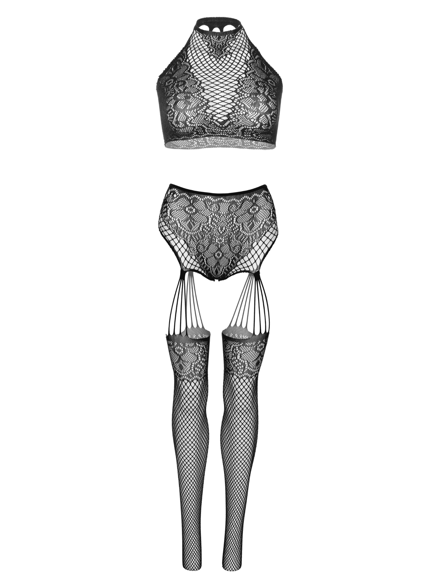 Stay Awhile Crop Top and Crotchless Panty Set