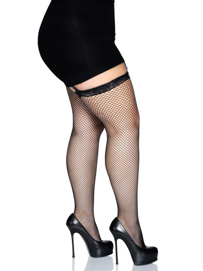 Gwen Plus Fishnet Thigh High Stockings
