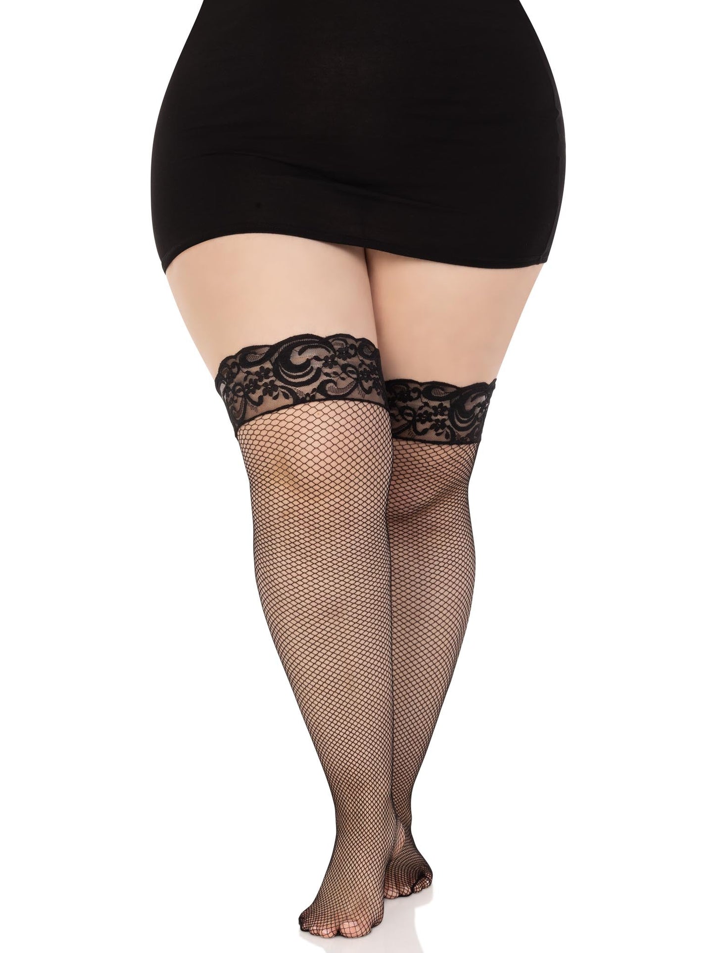 Nicole Plus Fishnet Thigh High Stockings