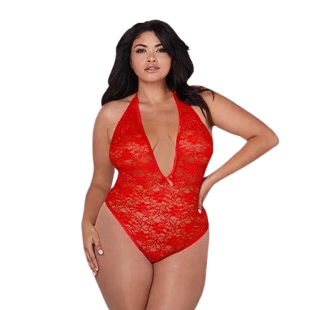V Neck Bodysuit w/ Heart Cutout